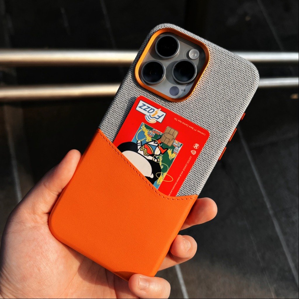 iPhone Series Sleek Dual Tone Card Holder Case Orange